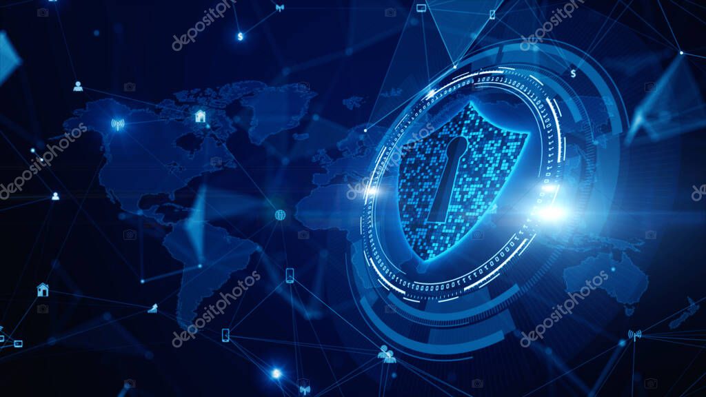 Representación visual de seguridad informática con candado y red digital